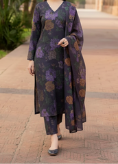 Grace W836 - Digital Printed 3pc Karandi Dress With Digital Printed Karandi Shawl.