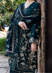 Grace W981-Embroidered 3pc Marina Dress With Printed Shawl.