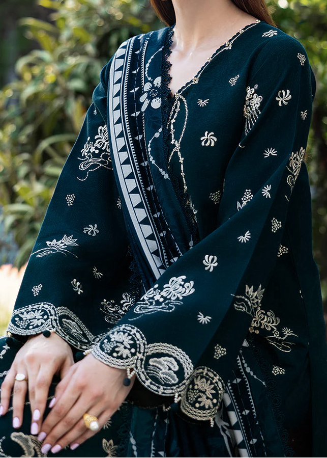 Grace W981-Embroidered 3pc Marina Dress With Printed Shawl.