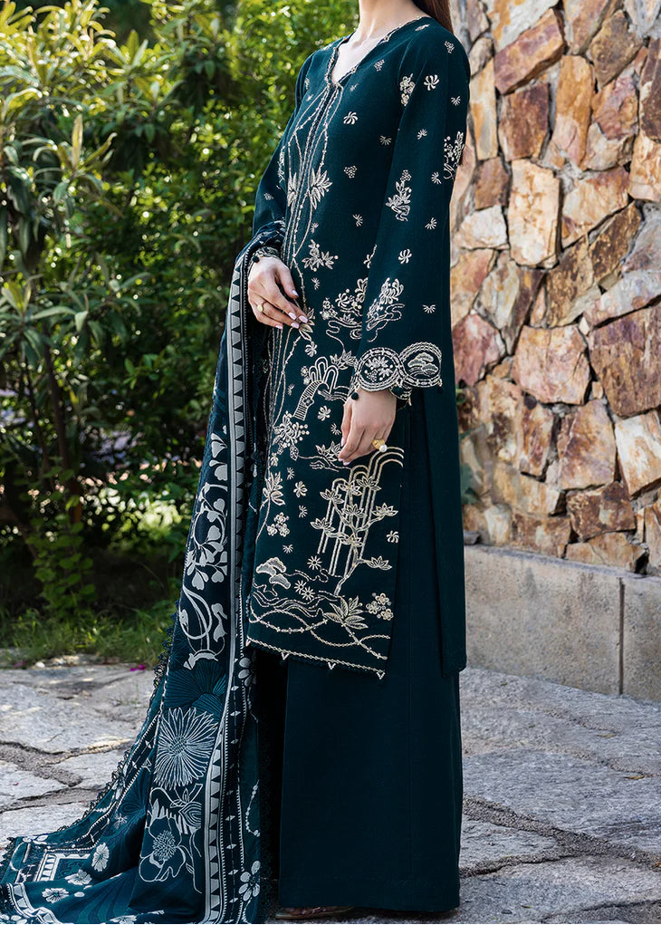 Grace W981-Embroidered 3pc Marina Dress With Printed Shawl.