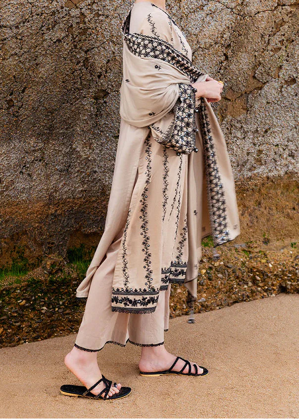 Grace W936-Embroidered 3pc Marina Dress With Printed Shawl.