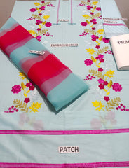 Grace S289-Embroidered 3pc lawn dress with printed Organza dupatta.
