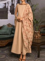 Sarinnah D77-Embroidered Karandi Beige Shawl