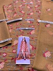 Grace W263- Embroidered 3pc linen dress with Embroidered chiffon dupatta.