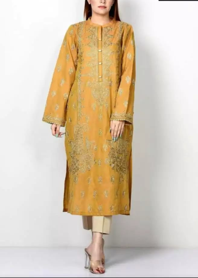 Grace W677- Embroidered 2pc Linen dress