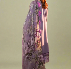 Grace W920-Embroidered 3pc CHIKANKARI Marina Dress With Printed Shawl.