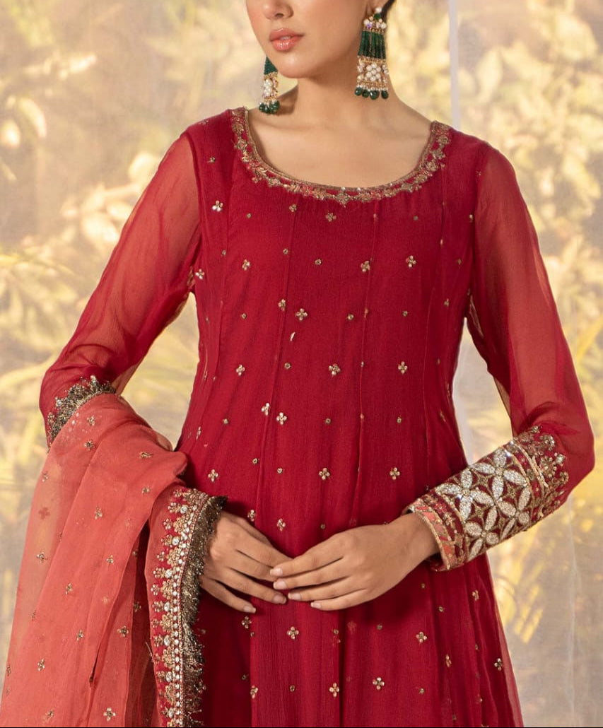 Grace S1008-Embroidered 3pc Organza Dress with Embroidered Organza Duppata.