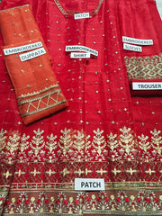 Grace S1008-Embroidered 3pc Organza Dress with Embroidered Organza Duppata.