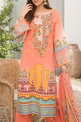 Grace S1086-Embroidered 3pc Lawn dress with Printed Chiffon Dupatta.