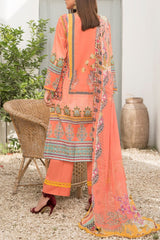 Grace S1086-Embroidered 3pc Lawn dress with Printed Chiffon Dupatta.