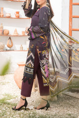 Grace S1088-Embroidered 3pc Lawn dress with Printed Chiffon Dupatta.
