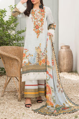 Grace S1089-Embroidered 3pc Lawn dress with Printed Chiffon Dupatta.