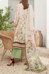 Grace S1093-Embroidered 3pc Lawn dress with Printed Chiffon Dupatta.