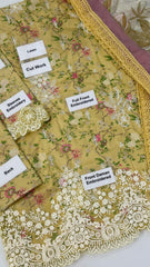 Grace S1069-Printed Chikankari 3pc Lawn Dress with Embroidered Chiffon Dupatta.