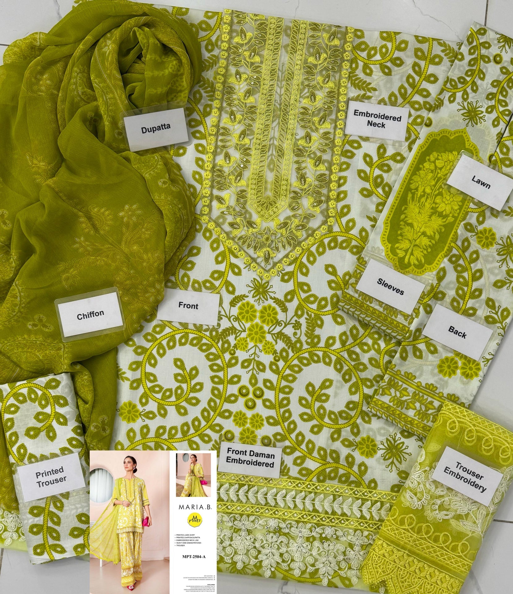 Grace S1102-Printed & Embroidered 3pc Lawn dress with Printed Chiffon Dupatta.