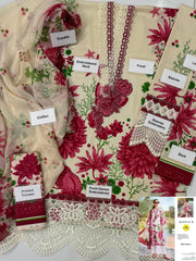 Grace S1099-Printed & Embroidered 3pc Lawn dress with Printed Chiffon Dupatta.