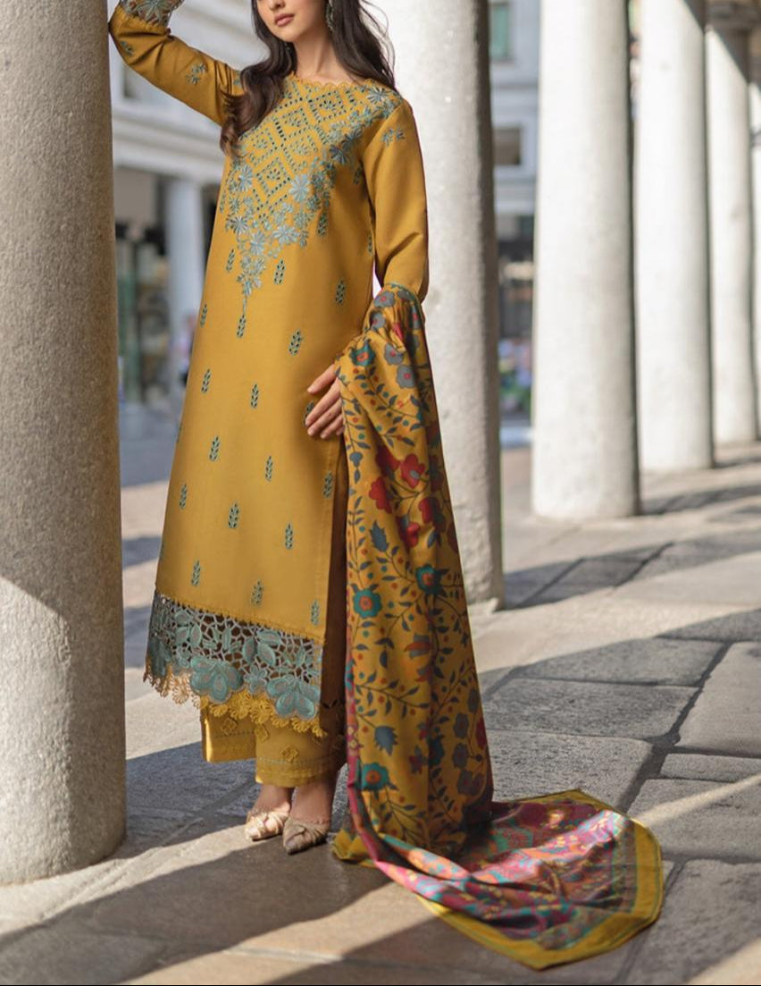 Grace S1122-Embroidered 3pc CHIKANKARI Lawn dress with Printed Munar Dupatta.