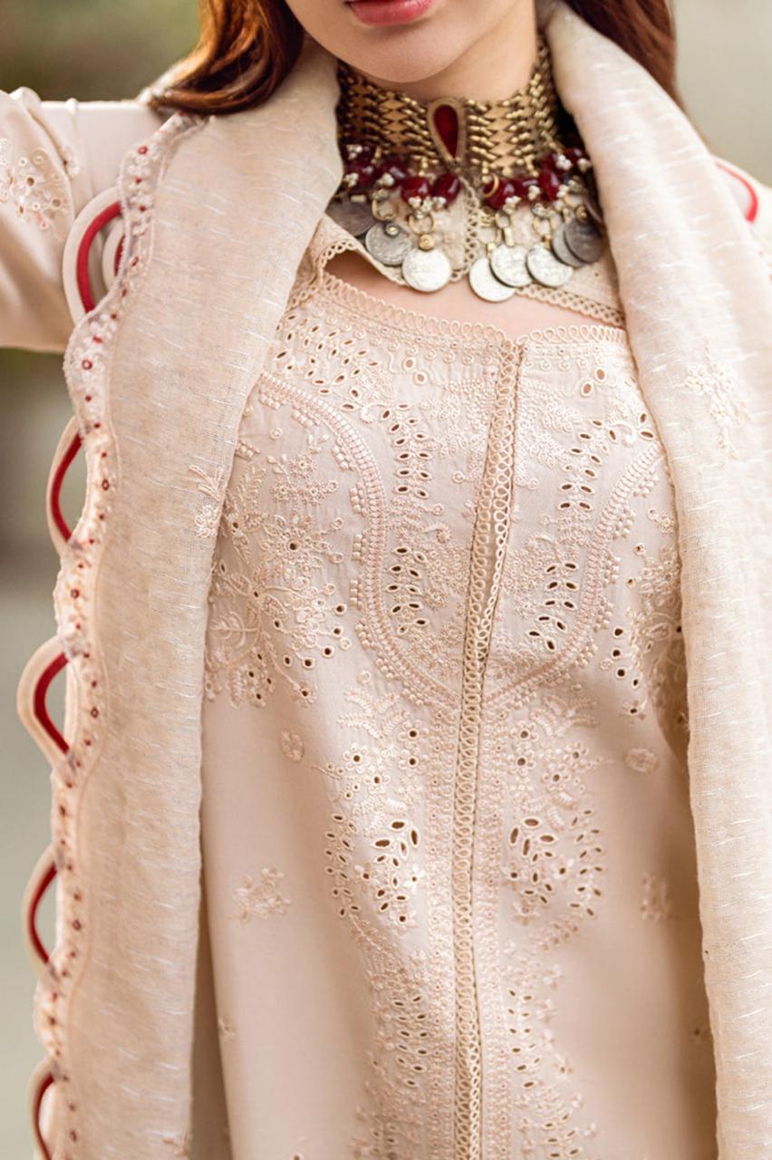 Grace S1125-Embroidered 3pc CHIKANKARI Lawn Dress With Embroidered Net Dupatta.