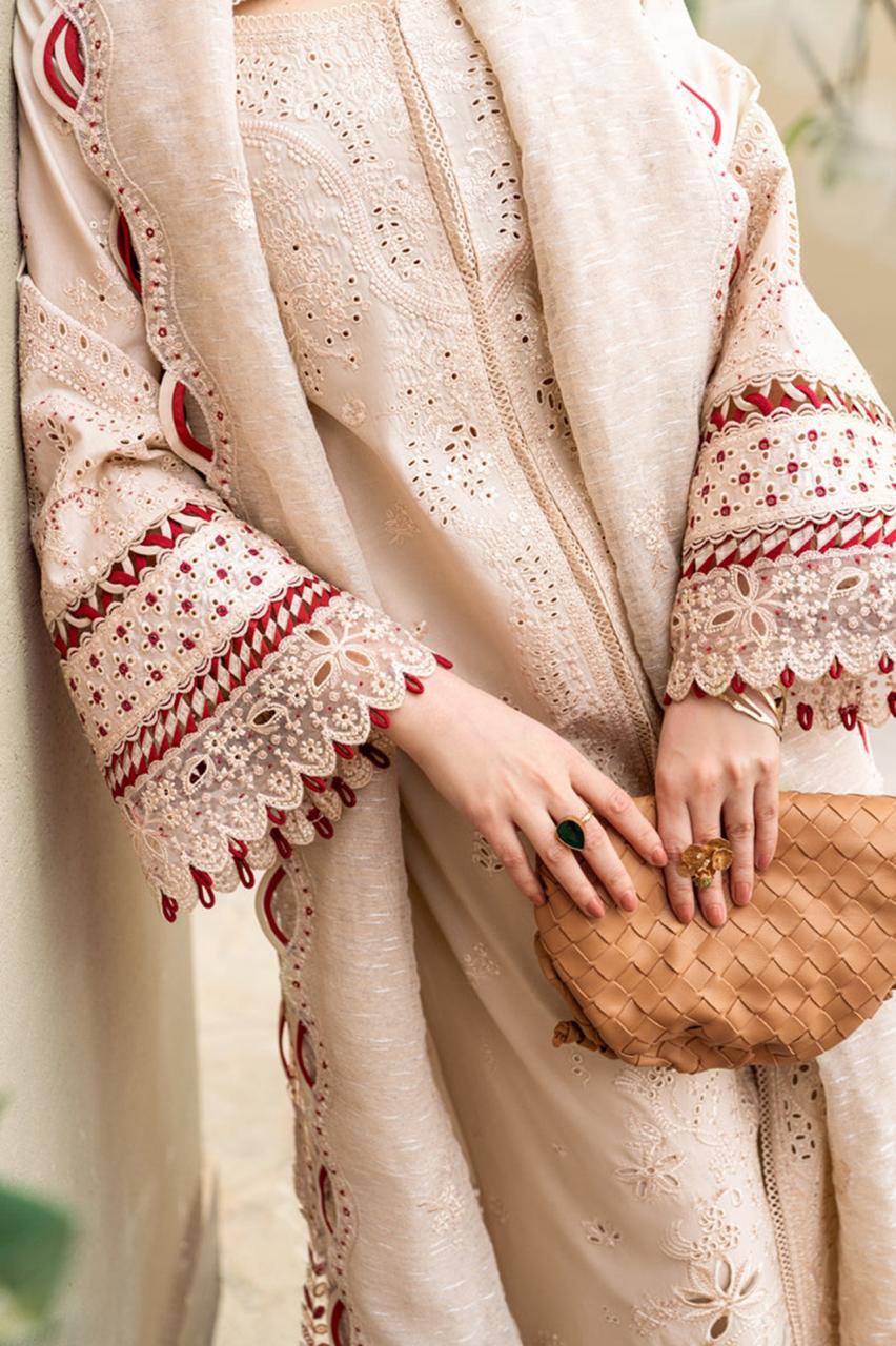 Grace S1125-Embroidered 3pc CHIKANKARI Lawn Dress With Embroidered Net Dupatta.