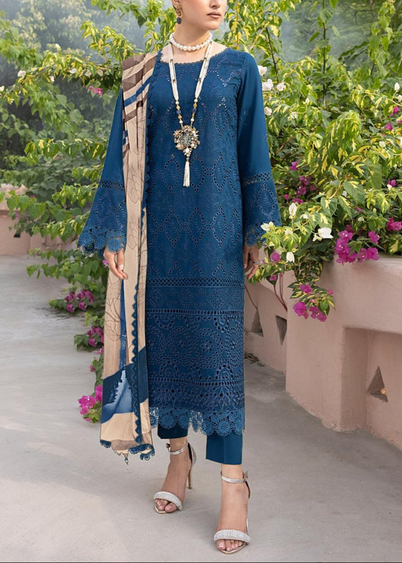 Grace S1119-Embroidered 3pc CHIKANKARI Lawn dress with Printed Munar Dupatta.