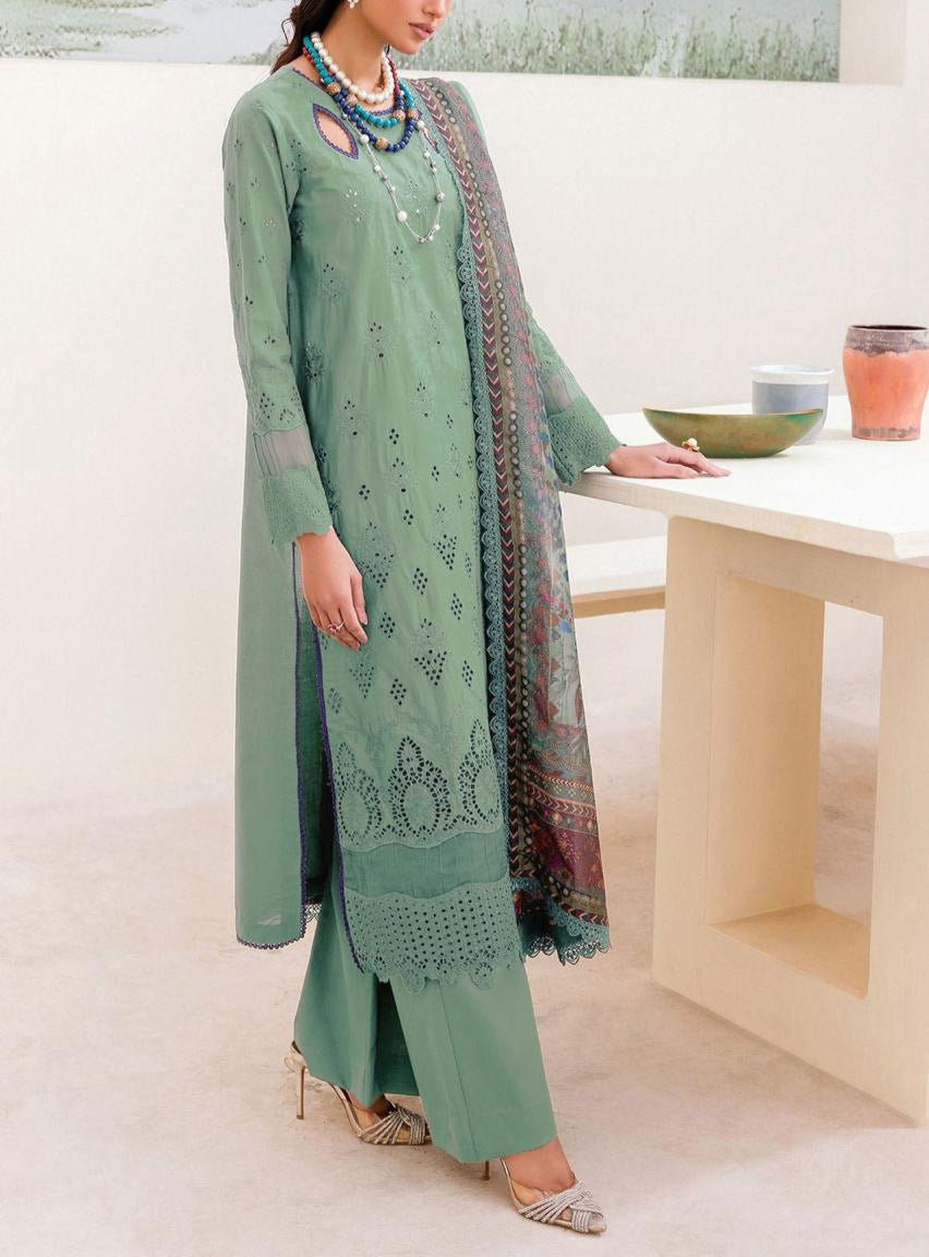 Grace S1121-Embroidered 3pc CHIKANKARI Lawn dress with Printed Munar Dupatta.