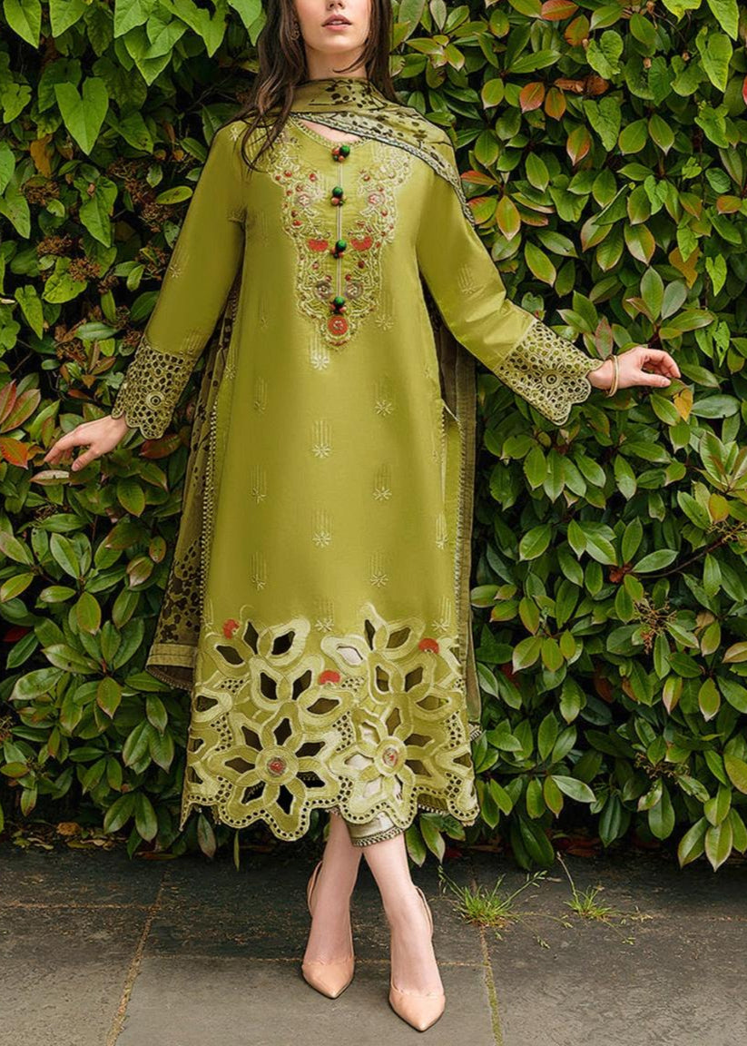 Grace S1140-Embroidered 3pc Lawn Dress With Printed Munar Dupatta.