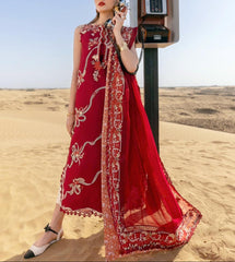 Grace S1142-Embroidered 3pc CHIKANKARI Lawn Dress With Printed Munar Dupatta.