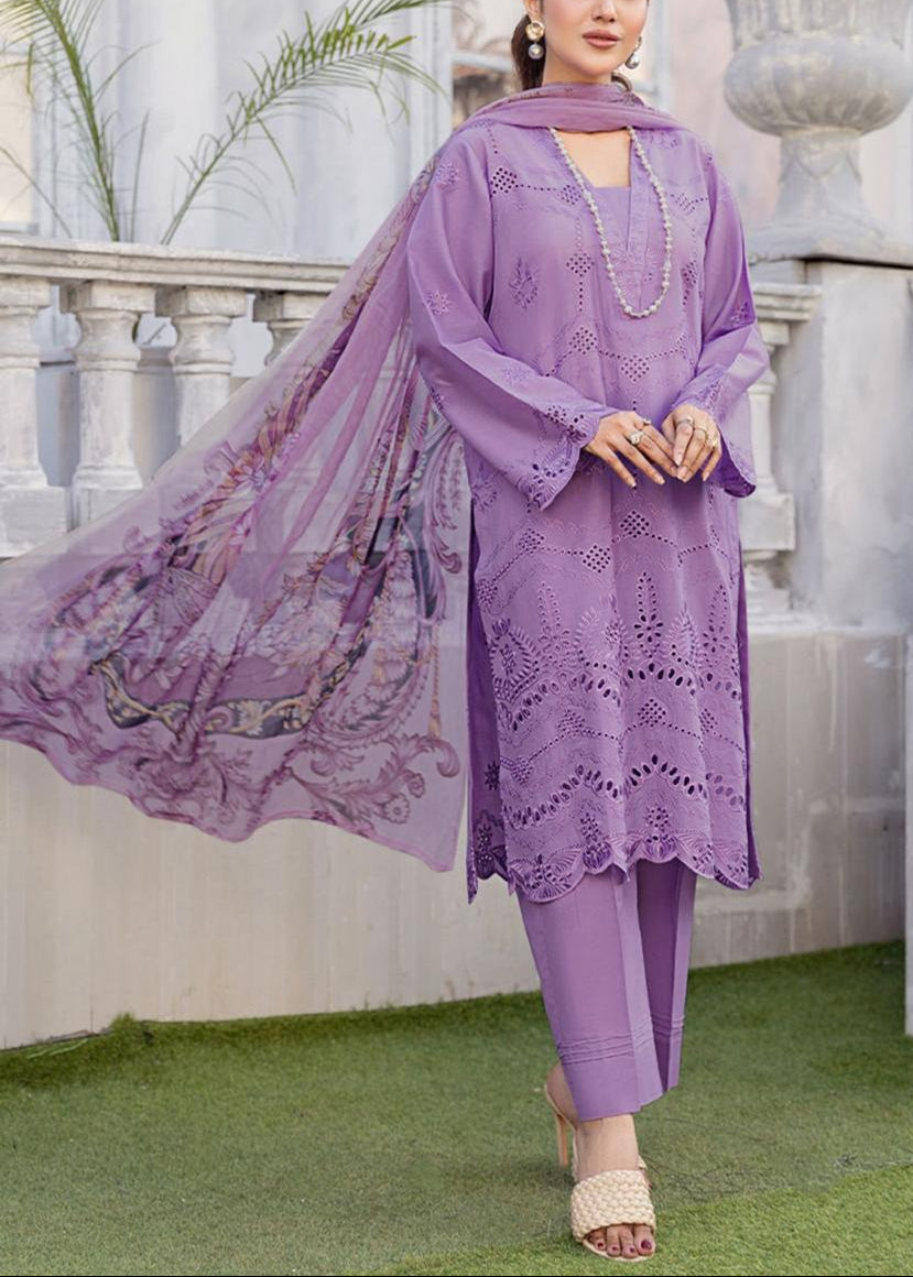 Grace S1148-Embroidered 3pc CHIKANKARI Lawn Dress With Printed Munar Dupatta.