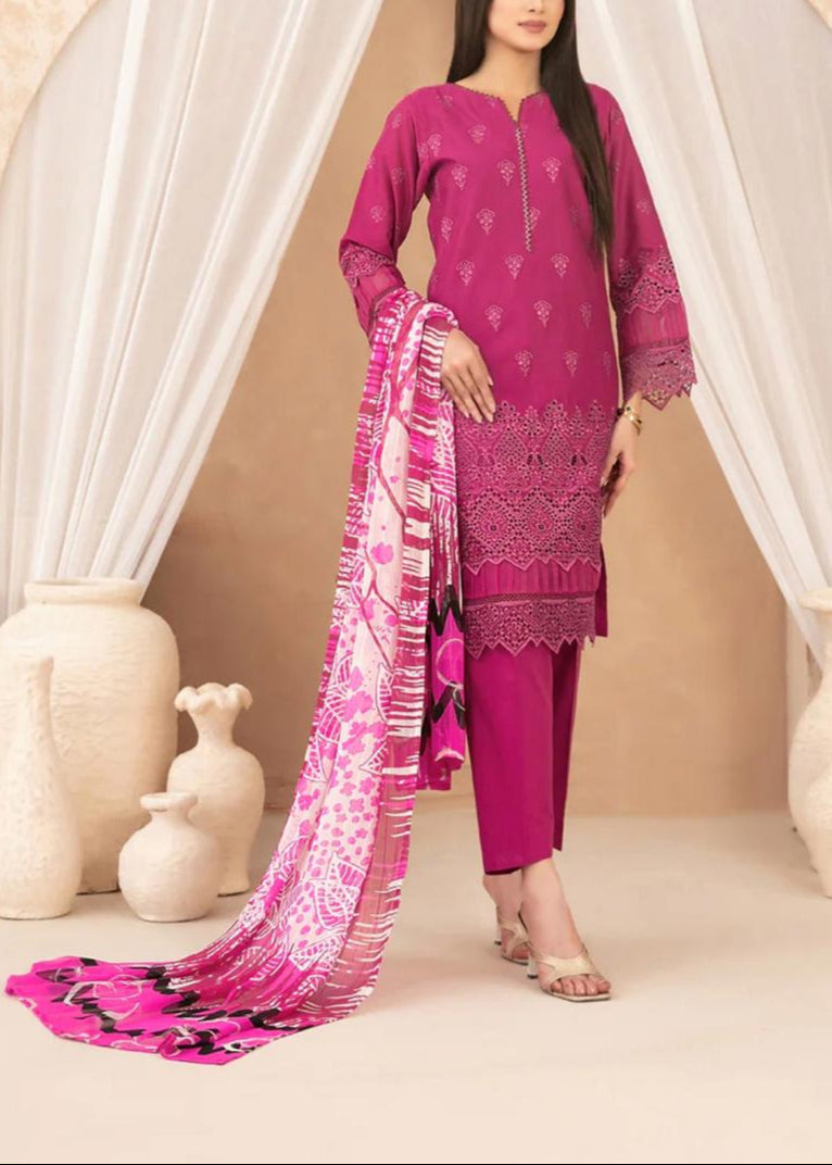 Grace S1157-Embroidered 3pc CHIKANKARI Lawn Dress With Printed Munar Dupatta.