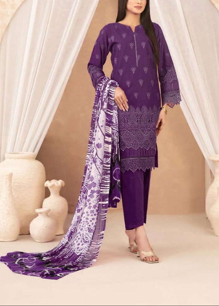 Grace S1161-Embroidered 3pc CHIKANKARI Lawn Dress With Printed Munar Dupatta.