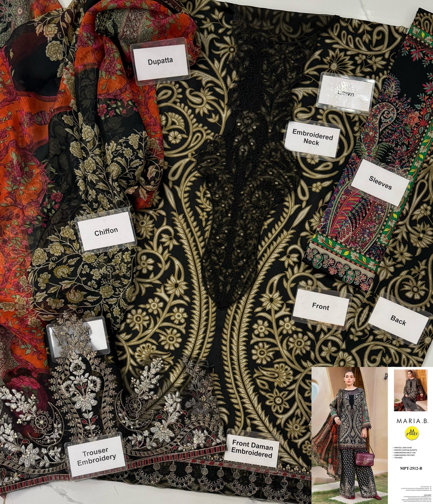 Grace S1167-Printed & Embroidered 3pc Lawn dress with Printed Chiffon Dupatta.