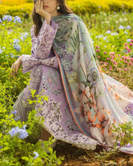 Grace S1192-Embroidered 3pc CHICKANKARI Lawn Dress With Printed Munar Dupatta.