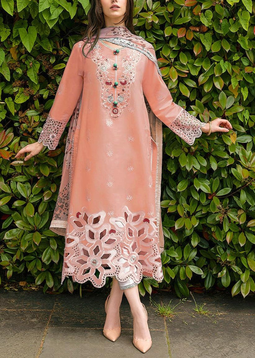 Grace S1205-Embroidered 3pc Lawn dress with Printed Munar Dupatta.