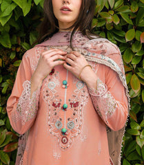 Grace S1205-Embroidered 3pc Lawn dress with Printed Munar Dupatta.