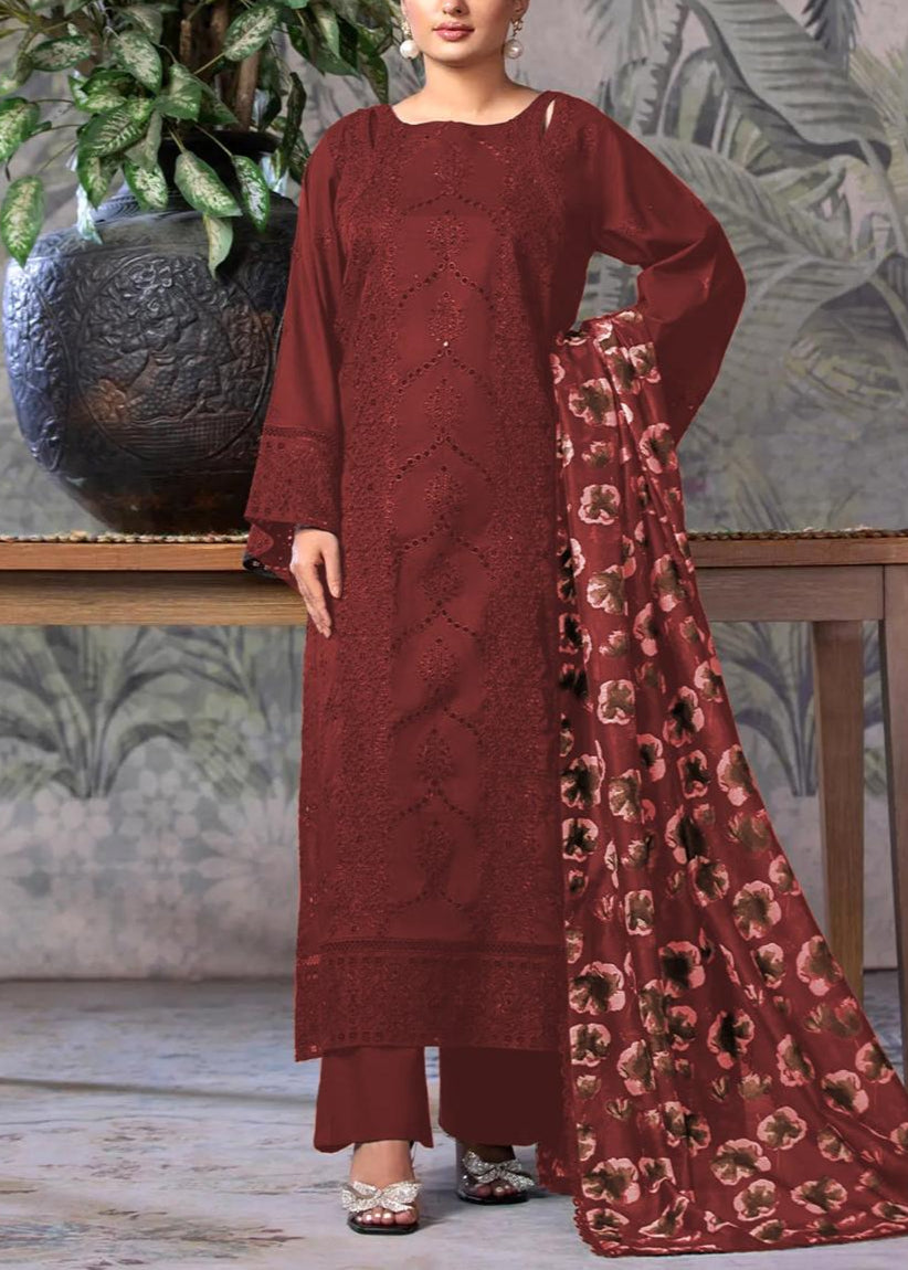 Grace S1195-Embroidered 3pc CHICKANKARI Lawn Dress With Printed Munar Dupatta.