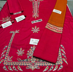 Grace S1190-Embroidered 3pc Lawn Dress With Printed Munar Dupatta.