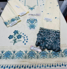 Grace S1210-Embroidered 3pc CHICKANKARI Lawn Dress With Embroidered Lawn Dupatta.