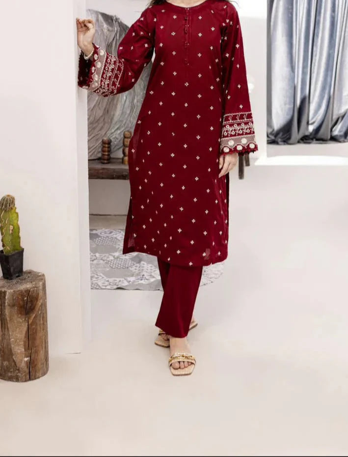 Grace W688- Embroidered 2pc Marina dress.