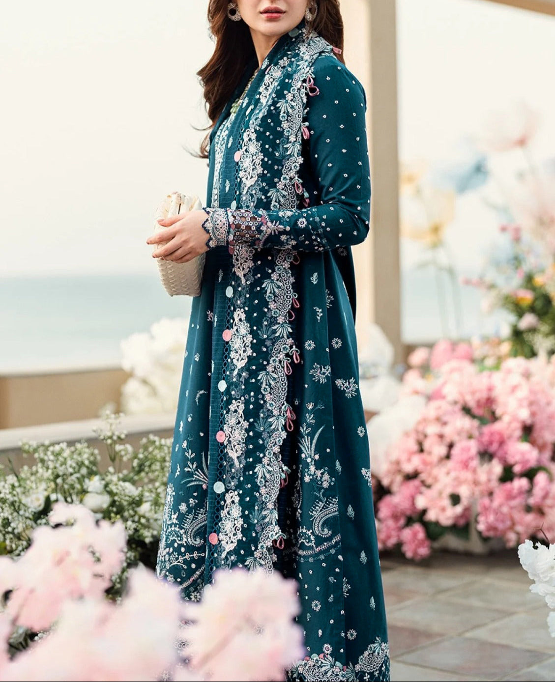 Grace S1234-Embroidered 3pc Lawn Dress With Embroidered Chiffon Dupatta.
