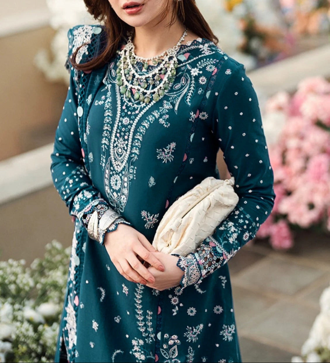 Grace S1234-Embroidered 3pc Lawn Dress With Embroidered Chiffon Dupatta.