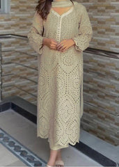 Grace S1283-Embroidered CHIKANKARI 3pc Lawn Dress With Dyed Chiffon Dupatta.