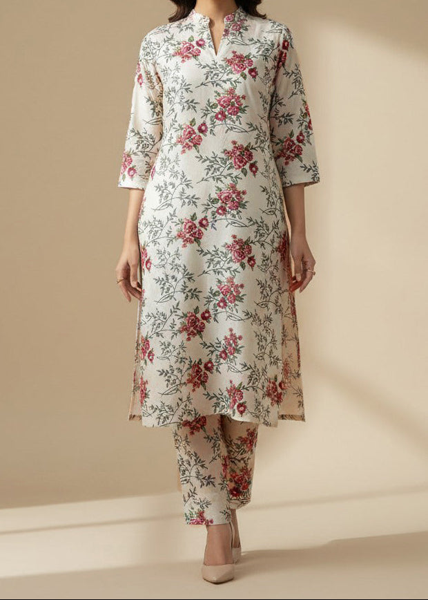 Grace W795-Digital Printed 2pc Linen Dress.