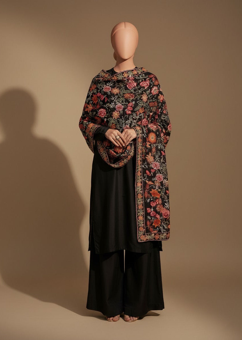 Sarinnah Premium D76-Luxury Formal Heavy Embroidered Karandi Shawl.