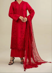 Grace W852-Embroidered 3pc Chikankari Marina Dress With Embroidered  Chikankari Chiffon Dupatta.
