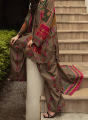 Grace W872 - Digital Printed 3pc Karandi Dress With Digital Printed Karandi Shawl.