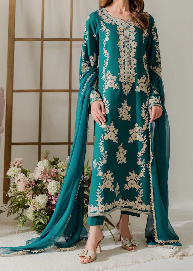 Grace W934-Embroidered 3pc Marina Dress With Dyed Chiffon Dupatta.