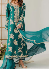 Grace W934-Embroidered 3pc Marina Dress With Dyed Chiffon Dupatta.