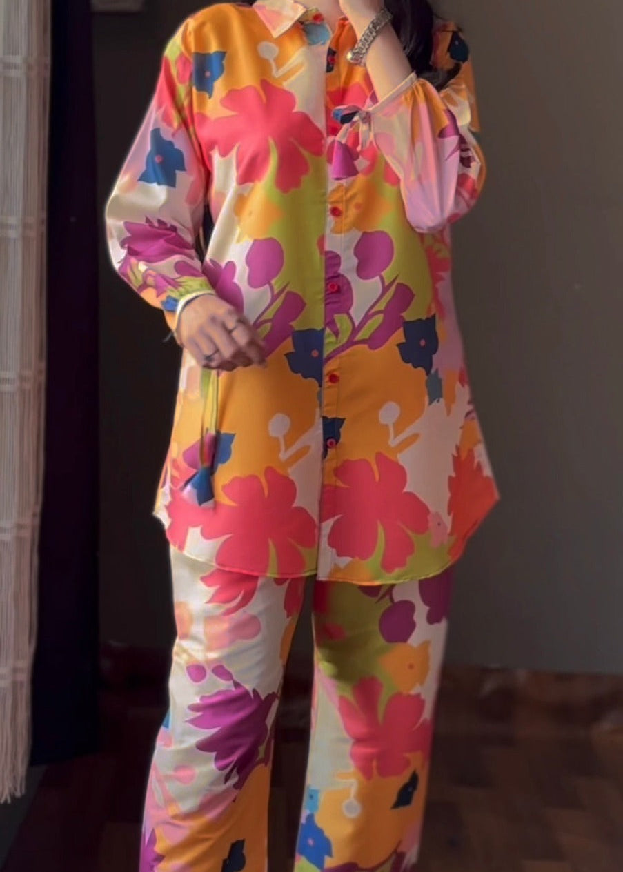 CS-111 AZURE- STITCHED 2PC PRINTED CO-ORD SET.