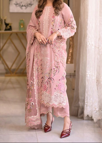 Grace S1378 - Embroidered 3pc Lawn Dress With Embroidered Cotton Net Dupatta.
