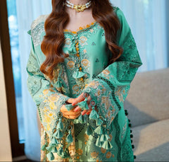 Grace S1411 - Embroidered 3pc CHIKANKARI Lawn Dress With Printed Lawn Dupatta.